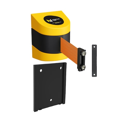 Retr. Belt Barrier Yellow Removable Wall Mount, 7.5ft Orange Belt (M)